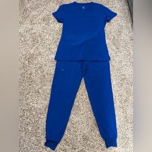 Blue Women's Scrub Pants & Top Set - Comfort Stretch